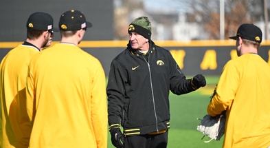 Rick Heller addresses the team ahead of practice on Thursday. (Photo by Dennis Scheidt)
