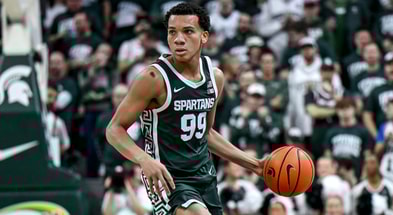 Michigan State's Divine Ugochukwu moves the ball agains tNorthwestern during the first half on Thursday, Jan. 8, 2026, at the Breslin Center in East Lansing. - Nick King, USA TODAY Sports