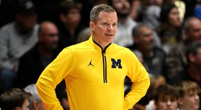 Michigan Wolverines head coach Dusty May and his team are 25-2. Mandatory Credit: Marc Lebryk-Imagn Images