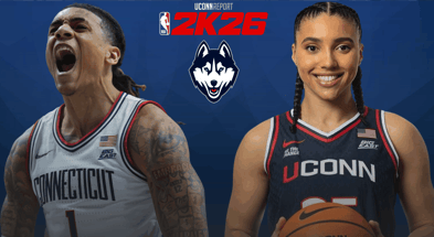 UConn Basketball players Solo Ball and Azzi Fudd in NBA 2k26