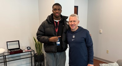 2027 EDGE Jeremiah Figaro with UConn HC Jason Candle