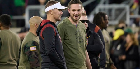 USC head coach Lincoln Riley and Oregon HC Dan Lanning