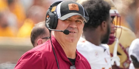 (Michigan State) Boston College Eagles head coach Bill O'Brien watches the replay board against the Missouri Tigers during the first half at Faurot Field at Memorial Stadium. - Danny Medley, USA TODAY Sports