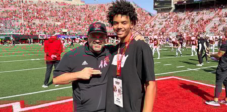 2027 QB Trae Taylor at Nebraska with Nebraska head coach Matt Rhule