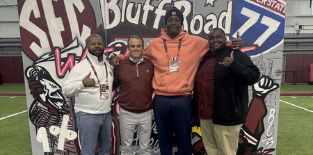 4-star offensive tackle Joshua Sam-Epelle during an unofficial visit to South Carolina. Photo credit: Joshau Sam-Epelle | @joshuasamepelle on Twitter/X