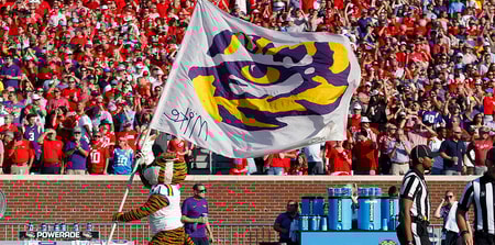 LSU Tigers logo on a flag