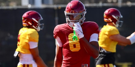 USC wide receiver Ja'Kobi Lane during a spring practice with the Trojans