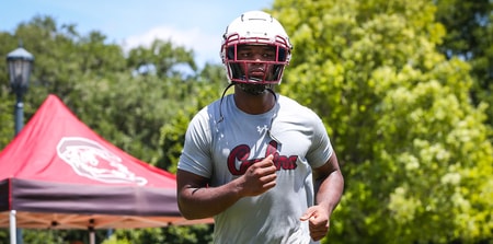 South Carolina DL target PJ Dean works out at the Gamecocks' camp (Photo: Katie Dugan | GamecockCentral.com)