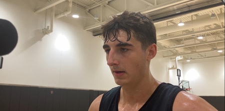 Tate Sage spoke with the media on Tuesday. (Photo by Kyle Huesmann)
