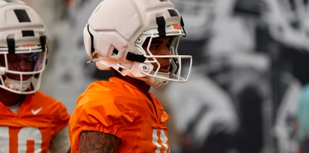 Sophomore DB Kaleb Beasley readies for turnover circuit