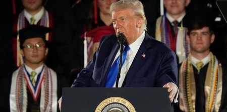President Donald Trump at an Alabama commencement event