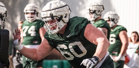 Michigan State guard Luka Vincic (photo courtesy of Michigan State football via Twitter).