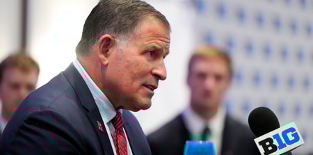 Rutgers head coach Greg Schiano speaks during the Big Ten media days