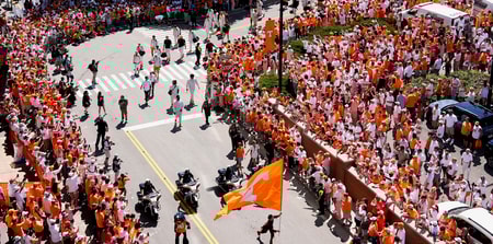 Brianna Paciorka/News Sentinel / USA TODAY NETWORK via Imagn Images | The Vol Walk before a college football game between Tennessee and Georgia at Neyland Stadium in Knoxville, Tenn., on Sept. 13, 2025.