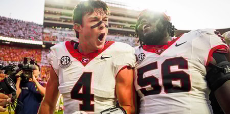 Georgia TE Oscar Delp after defeating Tennessee