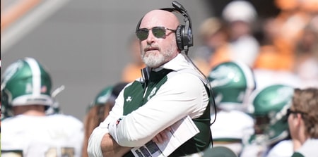 UAB coach Trent Dilfer during a college football game between Tennessee and UAB at Neyland Stadium in Knoxville, Tenn., on Sept. 20, 2025. (© Caitie McMekin/News Sentinel / USA TODAY NETWORK via Imagn Images)