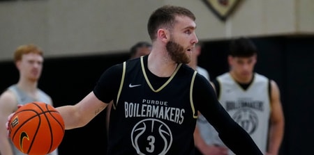 Purdue Boilermakers guard Braden Smith (3) practices Wednesday, Sept. 24, 2025, at Mackey Arena in West Lafayette. © Christine Tannous/IndyStar / USA TODAY NETWORK via Imagn Images