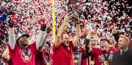 Indiana coach Curt Cignetti celebrates the Big Ten Championship
