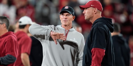 Oklahoma coach Brent Venables and Alabama coach Kalen DeBoer