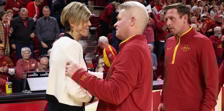 The Hawkeyes suffered their first loss of the season on Wednesday in Ames. (Photo by Reese Strickland-Imagn Images)