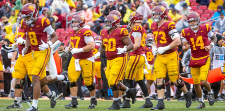 USC Trojans offense takes the field against Iowa
