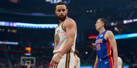 Stephen Curry drains shot from NBC studio set