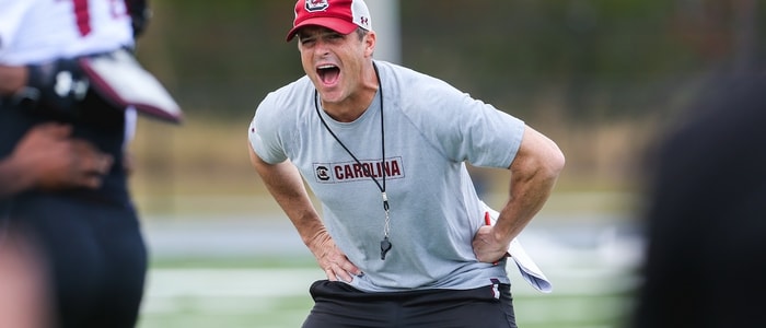 Shane Beamer during Gamecock football practice (Photo: Katie Dugan | GamecockCentral.com)