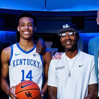 Photo of Mikhail McLean (left), Ryan Hampton (middle left), Mo Williams (middle right), and Mark Pope via Instagram: ryhamp | UK Athletics