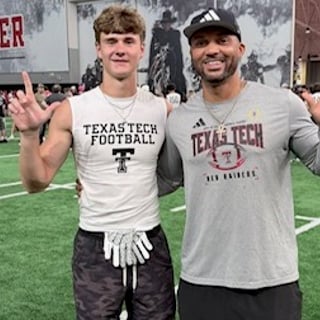 Stephenville WR Caden Monk with Texas Tech WR's coach Juice Johnson