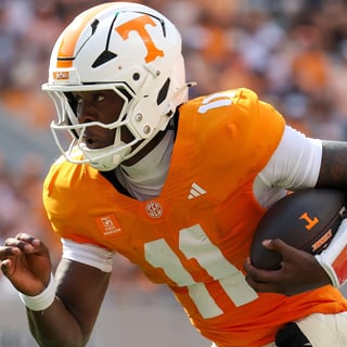 Sep 5, 2026; Knoxville, Tennessee, USA; Tennessee Volunteers quarterback Faizon Brandon (11) runs the ball against the Furman Paladins during the first half at Neyland Stadium. Mandatory Credit: Randy Sartin-Imagn Images