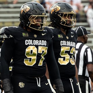 Immanuel Ezeogu (52), Santana Hopper (97) and Toby Anene (53), Colorado Buffaloes