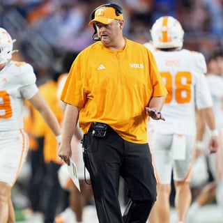 Tennessee coach Josh Heupel during a college football game between Tennessee and Georgia Tech at Bobby Dodd Stadium in Atlanta, Ga., on Sept. 12, 2026.