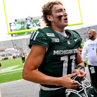 Michigan State quarterback Alessio Milivojevic leaves the field after defeating Eastern Michigan on Saturday, Sept. 12, 2026, at Spartan Stadium in East Lansing.- Nick King/Lansing State Journal / USA TODAY NETWORK via Imagn Images