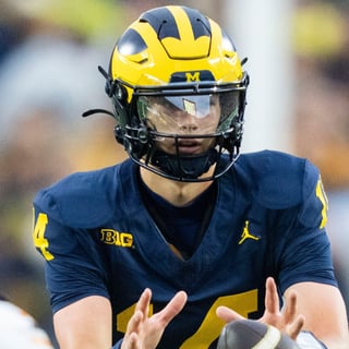 Michigan Wolverines football quarterback Tommy Carr against UTEP. (Photo by USA TODAY Network via Reuters Connect)