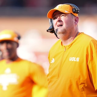Tennessee football coach Josh Heupel during the college football game against Arkansas at Donald W. Reynolds Razorback Stadium in Fayetteville, Ark., on Oct. 10, 2026.