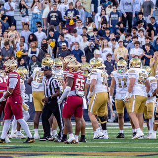 GT offense huddle vs. Boston College