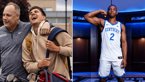 Photos of Kentucky players Kerr Kriisa (left) and Lamont Butler by UK Athletics