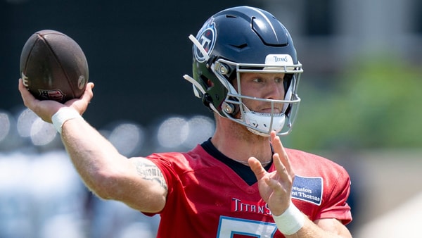 Quarterback Will Levis (8) throws in drills during Tennessee Titans practice at Ascension Saint Thomas Sports Park - © Denny Simmons / The Tennessean / USA TODAY NETWORK