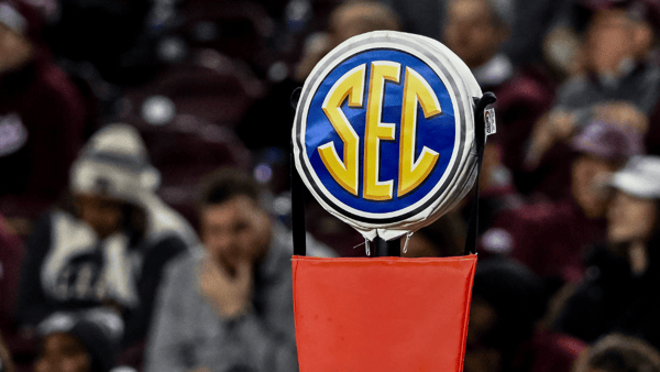 SEC logo on a first down marker