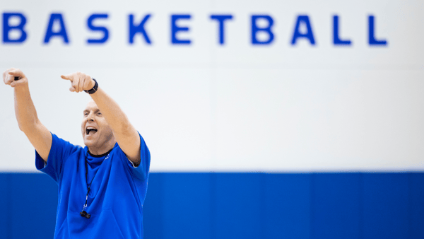 Mark Pope at a Kentucky practice - Photo by Chet White | UK Athletics