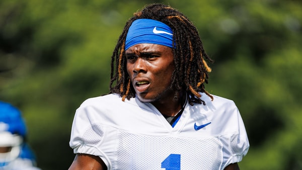 Maxwell Hairston at Kentucky football practice, via UK Athletics