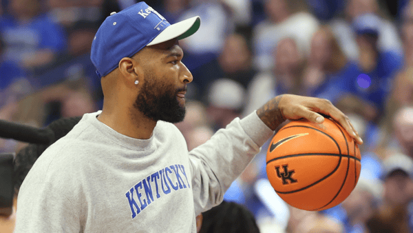 Demarcus Cousins dribbles a basketball at Kentucky's Big Blue Madness - Dr. Michael Huang, Kentucky Sports Radio