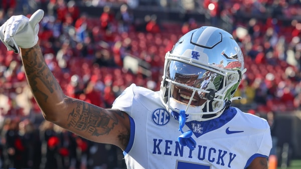 Kentucky wide receiver Barion Brown puts Ls Down during the Governor's Cup vs. Louisville - Photo by Dr. Michael Huang | Kentucky Sports Radio