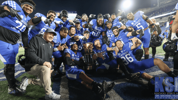 Kentucky players celebrate beating Louisville in the Governor's Cup - Photo by Dr. Michael Huang | Kentucky Sports Radio