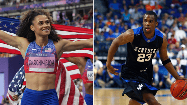 Photos of Sydney McLaughlin-Levrone (left) and Jodie Meeks by USA TODAY Sports