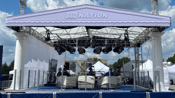 SEC Nation set outside Kroger Field - Phoenix Stevens, Kentucky Sports Radio