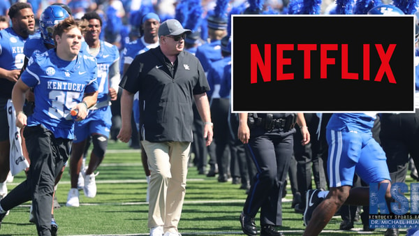 Mark Stoops during pregame introductions at Kroger Field - Dr. Michael Huang, Kentucky Sports Radio