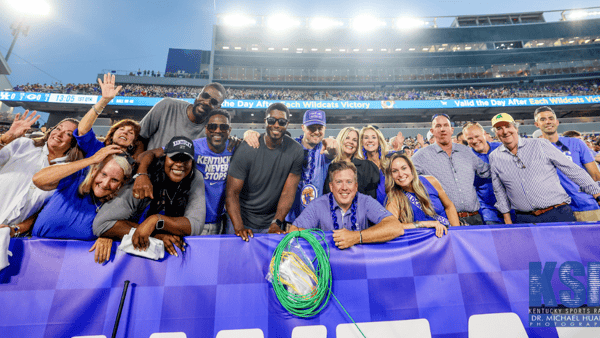 Former Kentucky Basketball players Shagari Alleyne and Ravi Moss were among the fans at Kroger Field for the Georgia game - Dr. Michael Huang, Kentucky Sports Radio