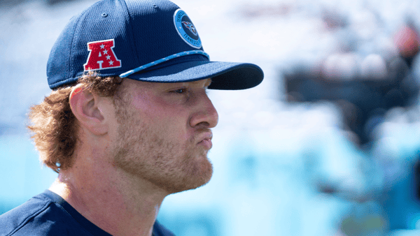 Tennessee Titans quarterback Will Levis (8) heads into the locker room after pre-game warmups before their game against the New York Jets at Nissan Stadium - © Denny Simmons / The Tennessean / USA TODAY NETWORK via Imagn Images