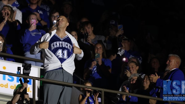 Mark Pope reveals his original Kentucky jersey at his first Big Blue Madness as Kentucky's head coach - Dr. Michael Huang, Kentucky Sports Radio